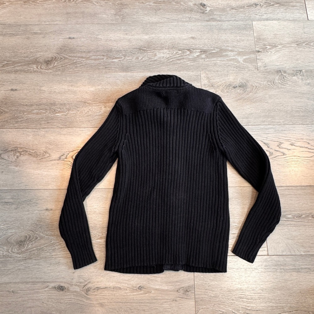 Lauren Jeans Company Ralph Lauren Black Ribbed Nautical Cardigan Medium M - Picture 3 of 9
